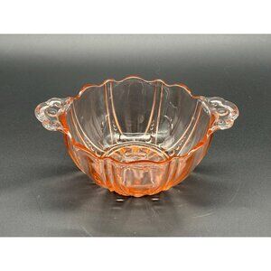 1930s Vintage Anchor Hocking Oyster & Pearl Pink Depression Glass Handled Bowl